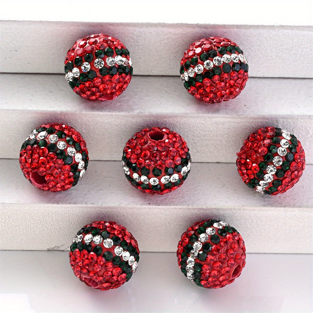 10pcs 16mm Christmas Rhinestone Acrylic Beads