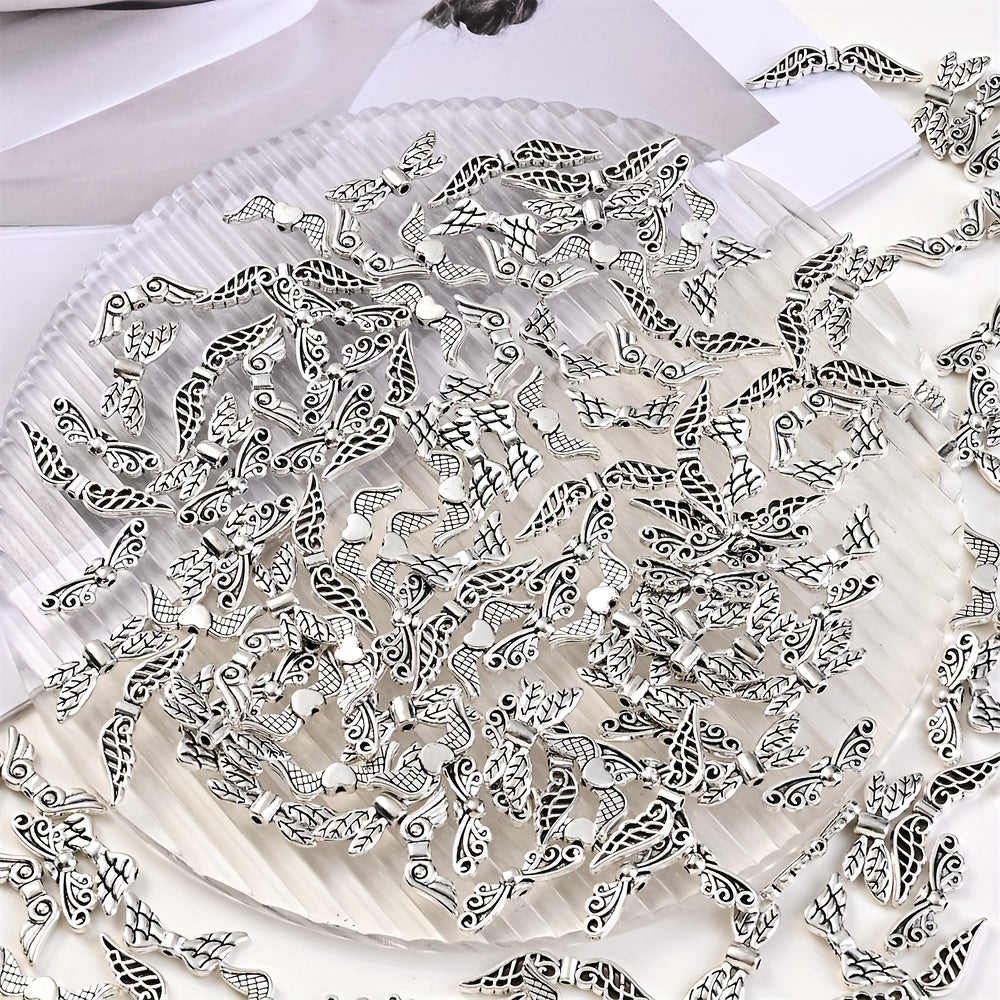 20pcs/set 22x81mm Ancient Silver Wing Alloy Charms