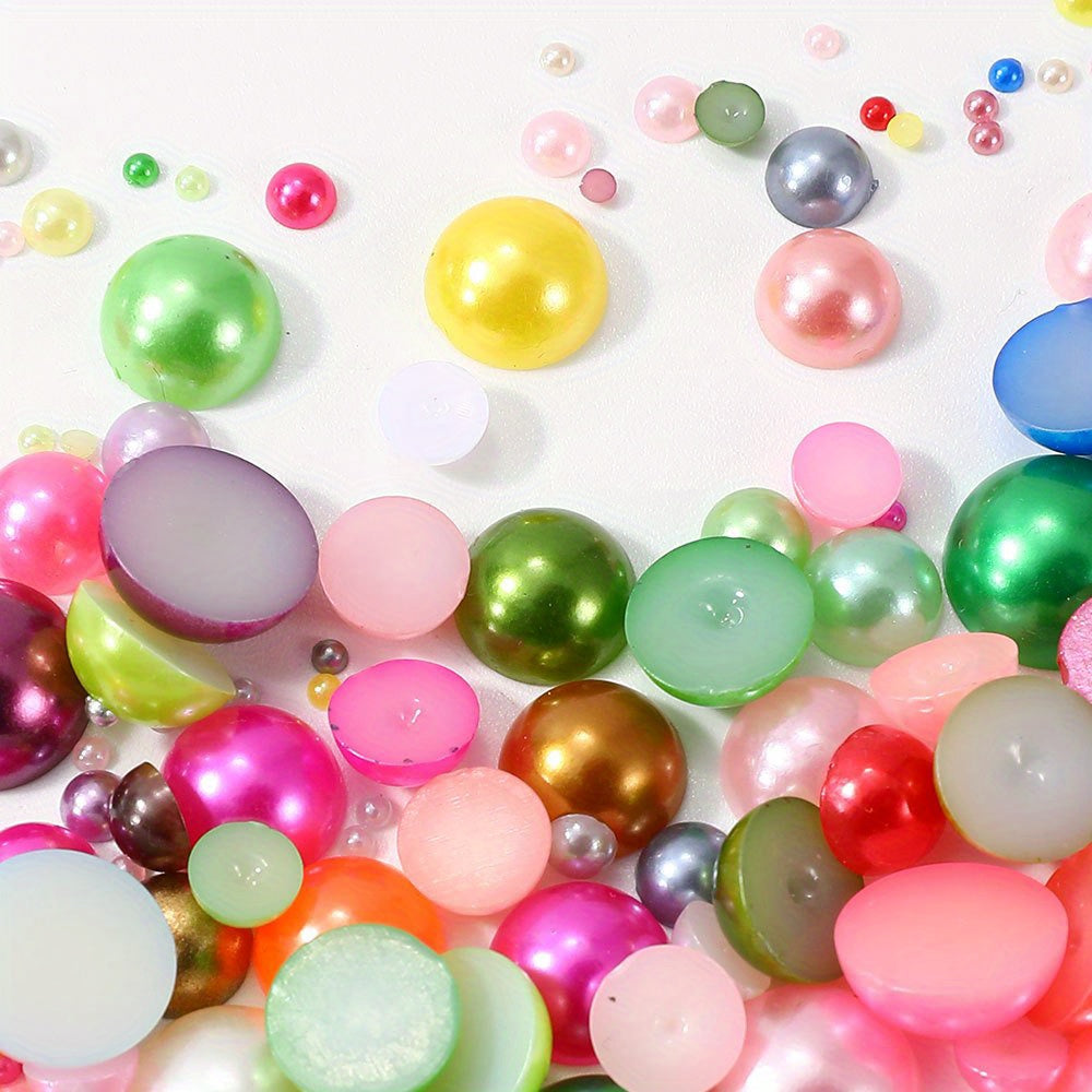 1000pcs Semi Circular Resin Pearl Beads