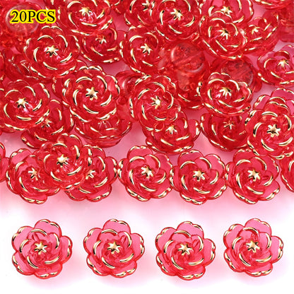 Transparent Camellia Flower Acrylic Beads