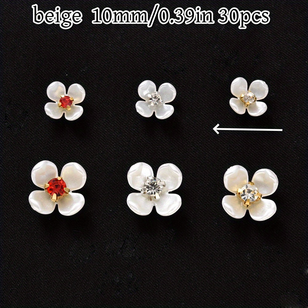 30pcs Flatback Petal Rhinestone Flower Beads