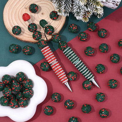 Red / Green Christmas Tree Rhinestone Clay Spacer Beads