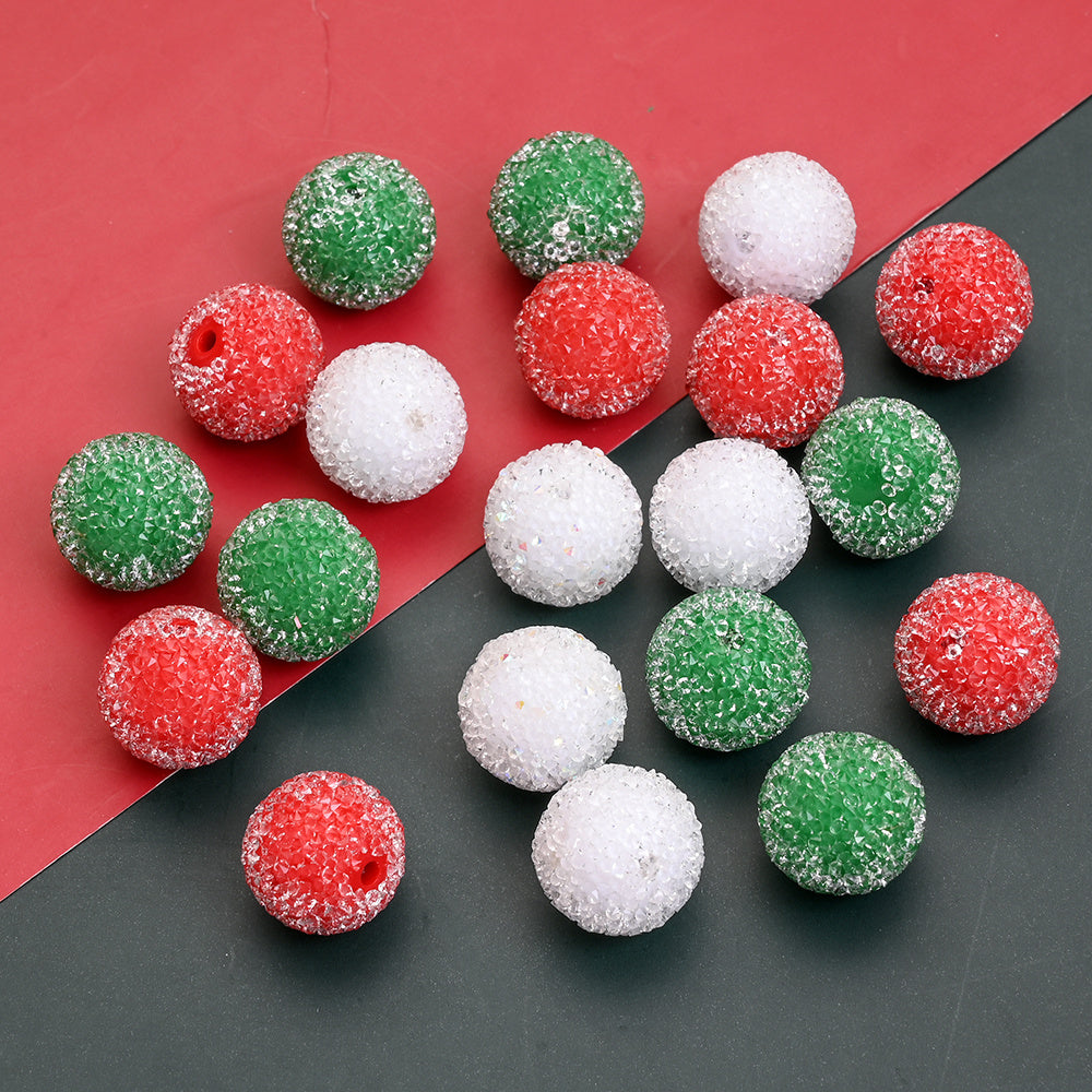 5pcs 16mm Christmas Rhinestone Round Beads