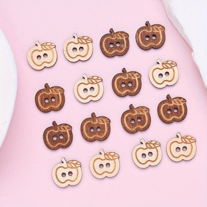 15x15mm Wooden Apple-Shaped Button Beads