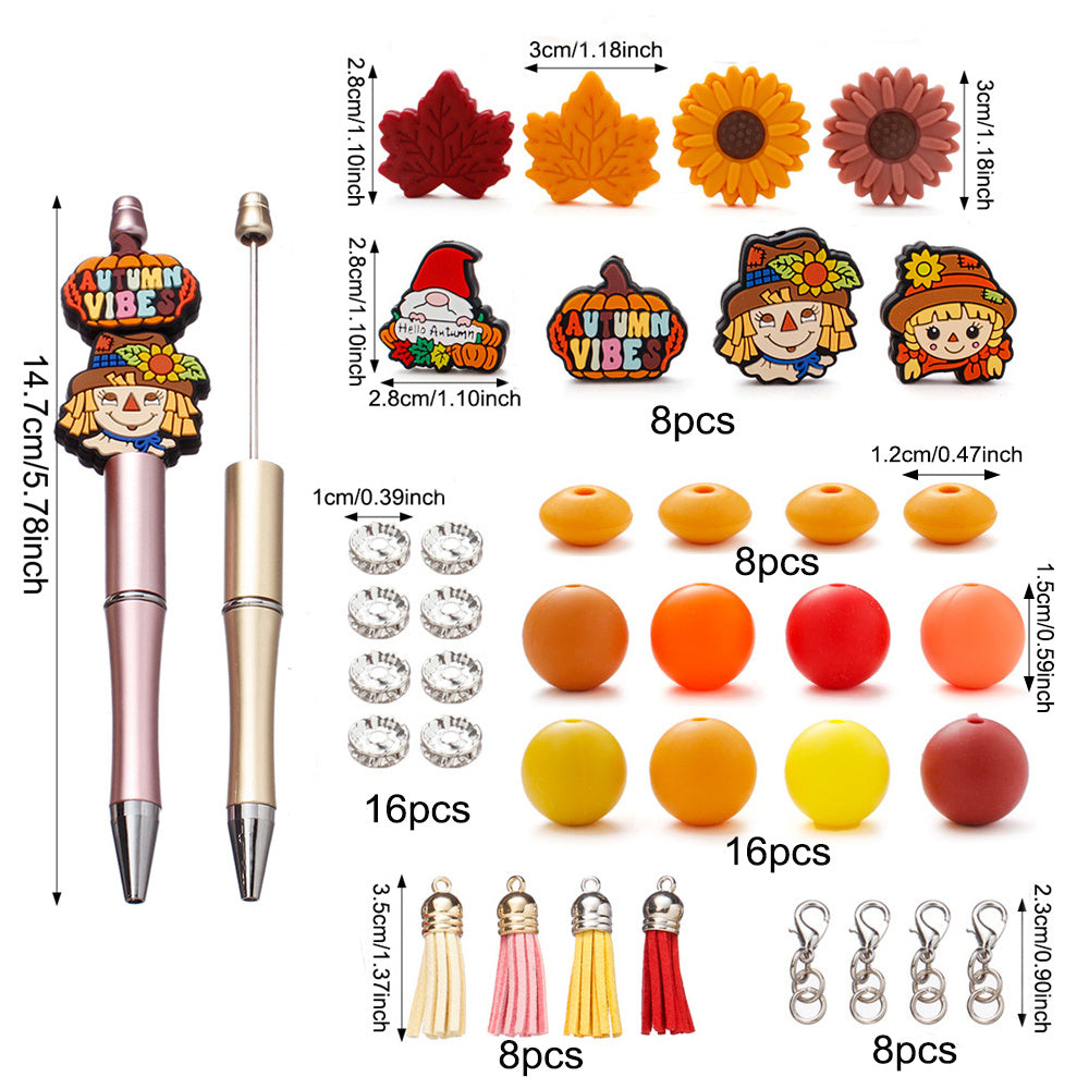 Mix Style Silicone Beads Set with Beading Pens