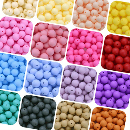 50pcs 12/15mm Rainbow Silicone Round Focal Beads