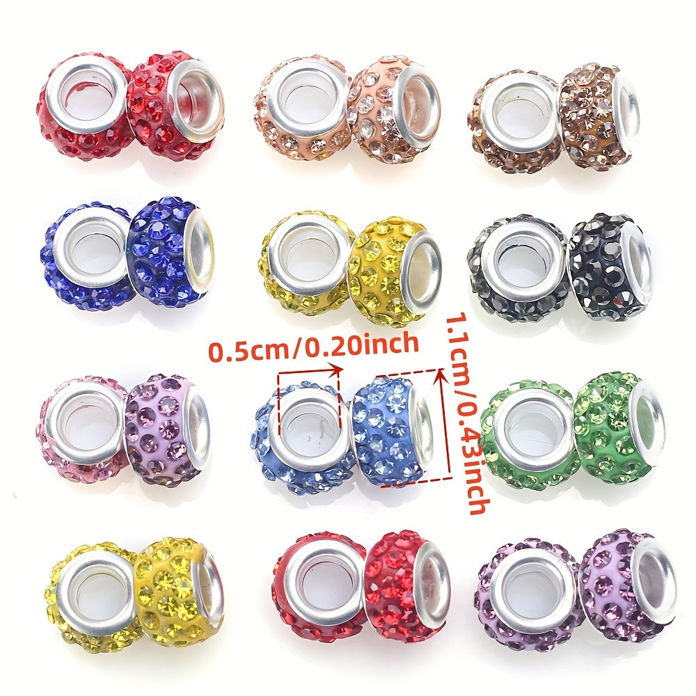 Mix Rhinestone Big Hole Beads