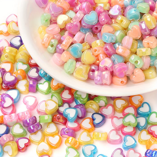 50pcs 7x8mm Cute Acrylic Heart Beads