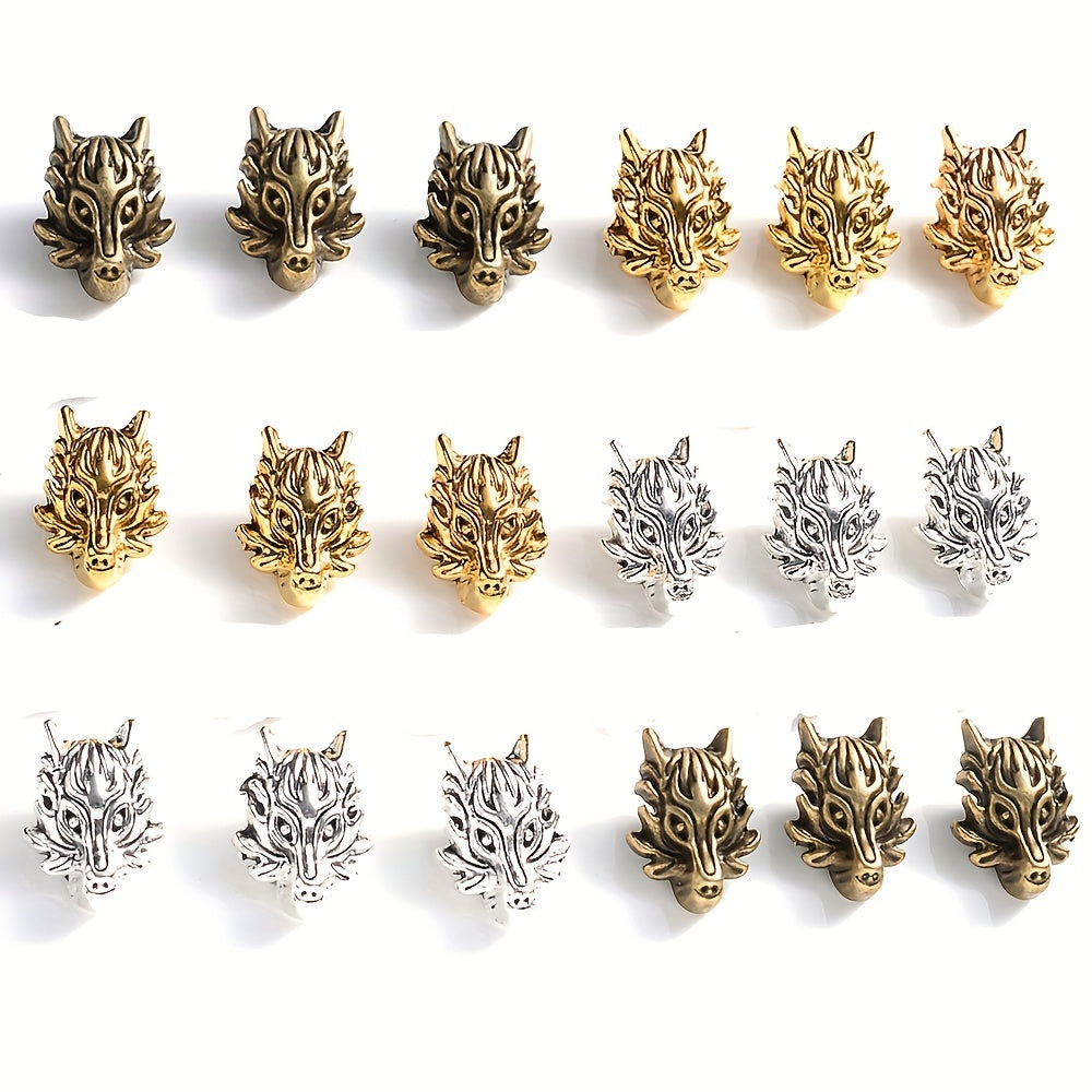 10Pcs Alloy Dragon Head Metal Beads Antique Silvery Plated Golden Spacer Beads for Jewelry Making DIY Necklace Bracelets Accessories