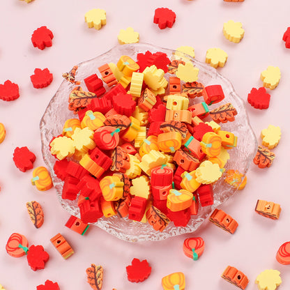 8–10mm Thanksgiving Fall Polymer Clay Spacer Beads, 50pcs