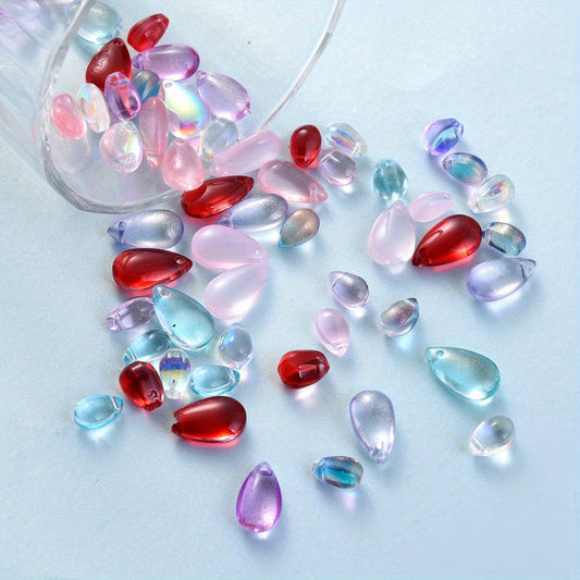 10pcs Mixed Color Waterdrop Artificial Crystal Beads