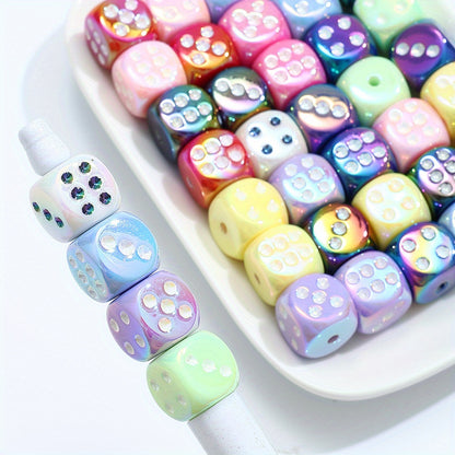 AB Multicolor Square Dice Acrylic Spacer Beads