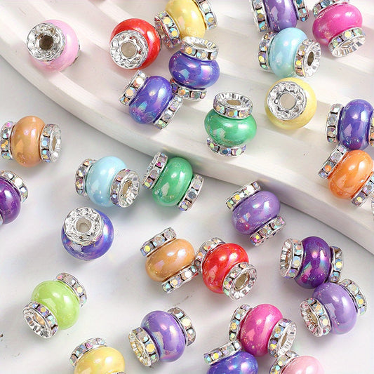 10pcs Rhinestone Lantern Acrylic Spacer Beads