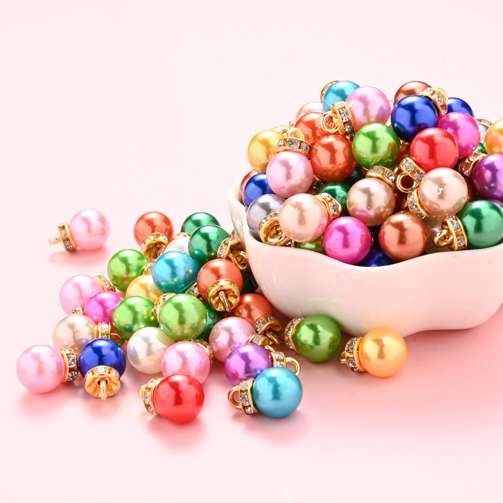 20pcs 10x15mm Multicolor Imitation Pearl Ball Charms