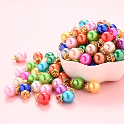 20pcs 10x15mm Multicolor Imitation Pearl Ball Charms