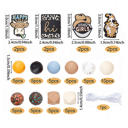 Mix Style Silicone Beads Set with Beading Pens