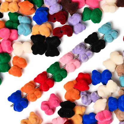 Resin Flocked Bowknot Beads