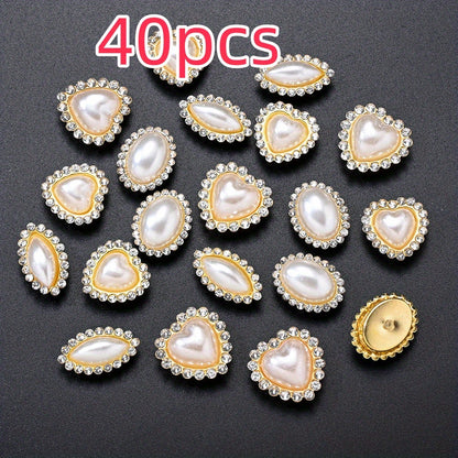 White Imitation Pearl Flatback Oval Heart Beads