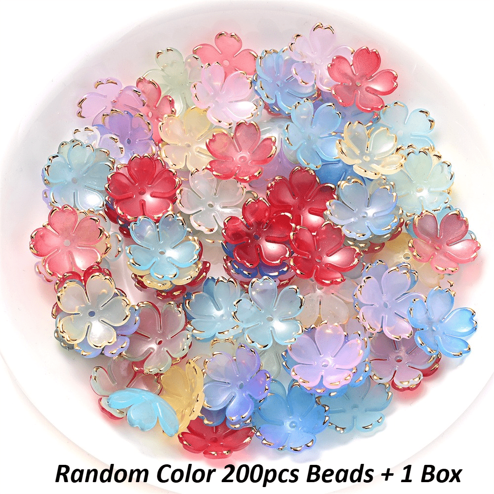 201pcs/set Acrylic Gold Border Flower Beads
