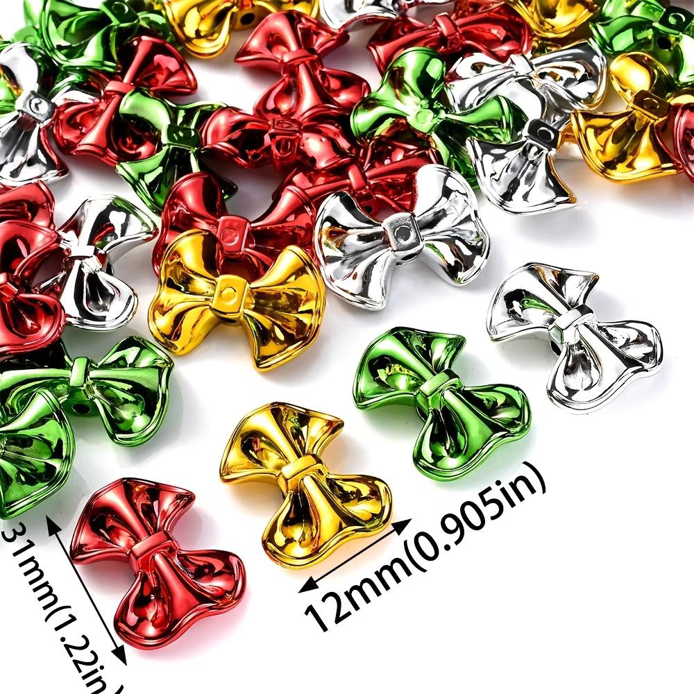 23 × 31mm 3D Christmas Bow Acrylic Spacer Beads, 10pcs