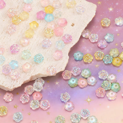 50pcs 8mm Glow-in-the-Dark Acrylic Flower Beads