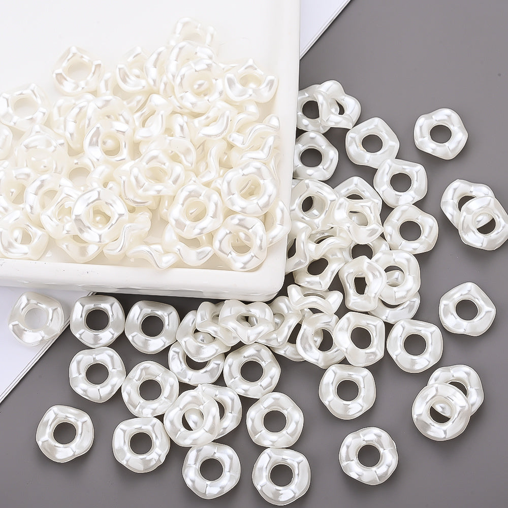 White Wavy Acrylic Spacer Beads