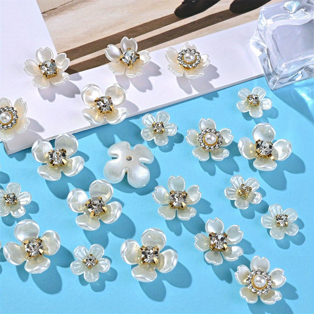 Flower Shape Acrylic Imitation Pearl Flatback Beads