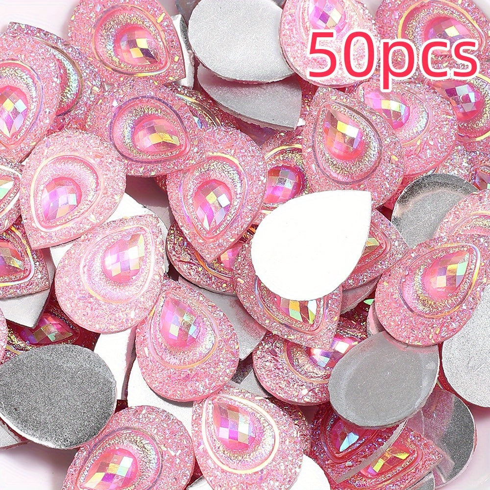 50pcs Peacock Feather Shape Rhinestone Flatback Beads