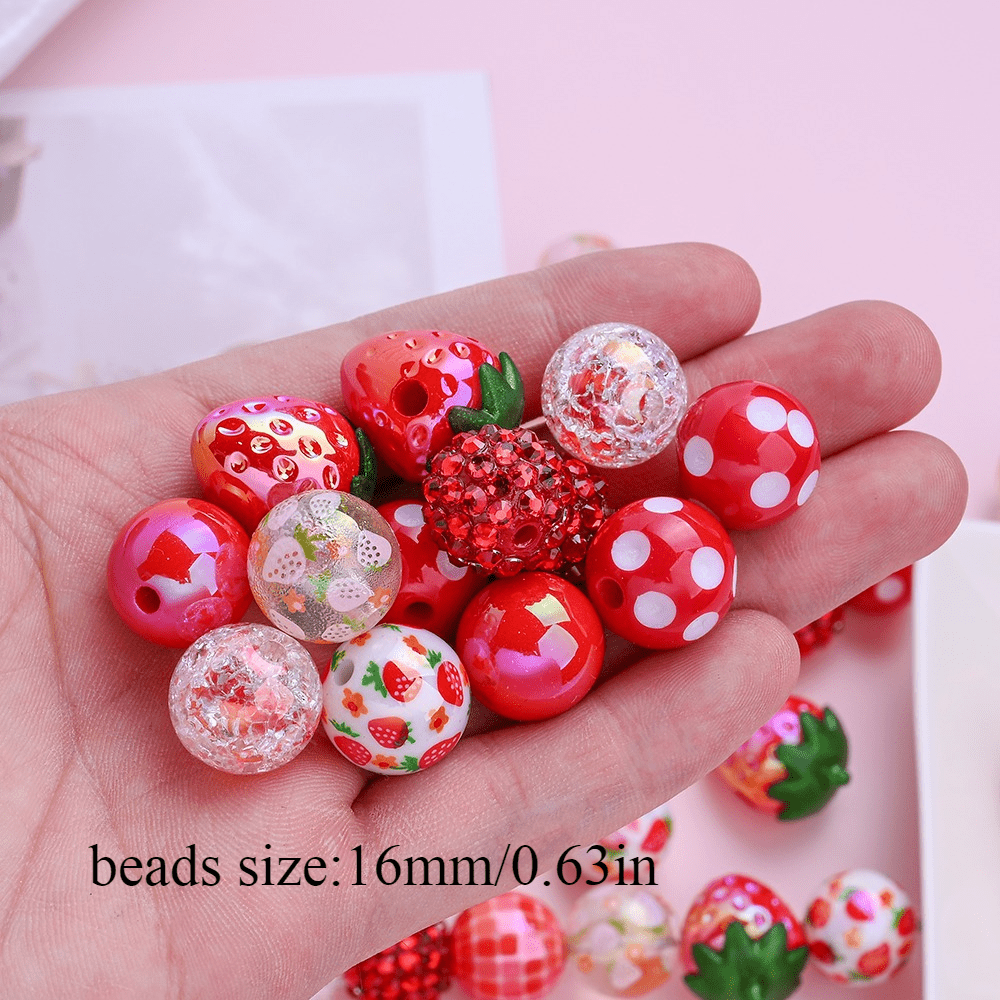 16mm Strawberry Resin Spacer Beads