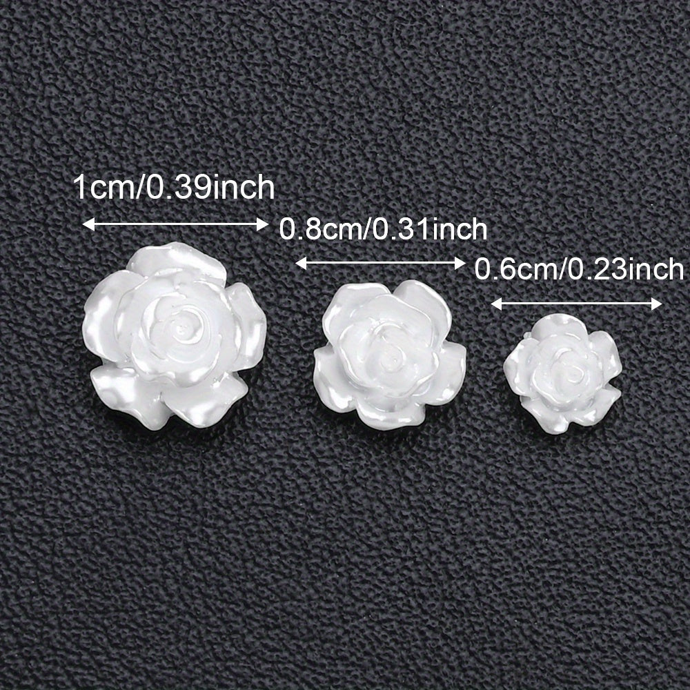 50pcs 10mm 3D White Resin Camellia Flower Beads