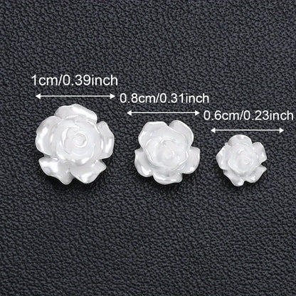 50pcs 10mm 3D White Resin Camellia Flower Beads