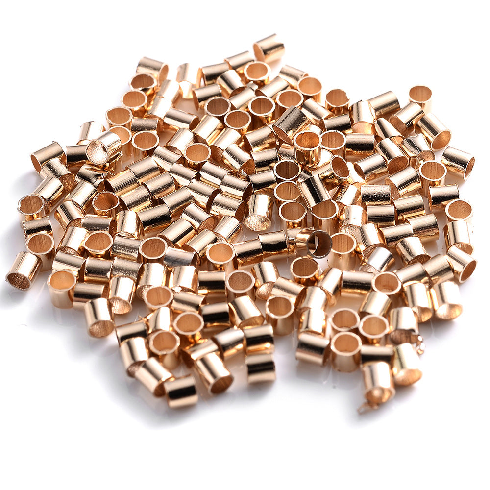 500pcs Golden & Silvery Copper Crimp End Beads