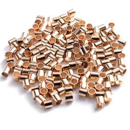 500pcs Golden & Silvery Copper Crimp End Beads