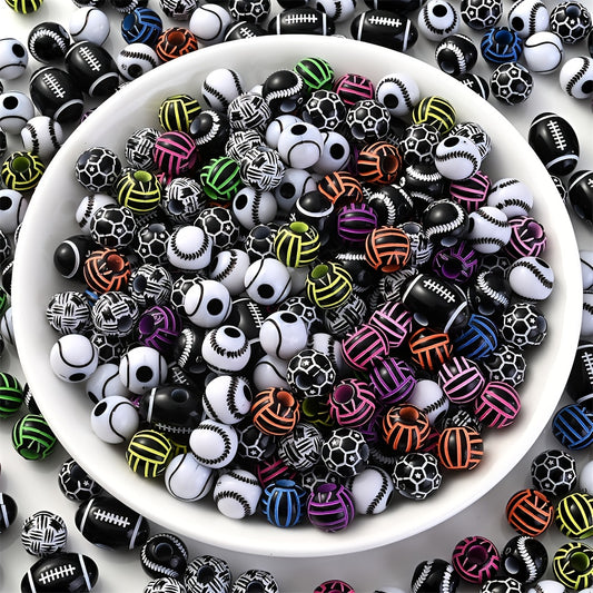 50pcs Sports Theme Acrylic Beads