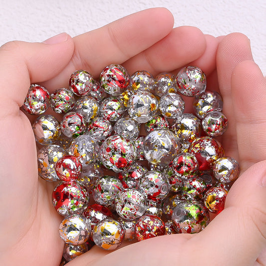 20/30/50pcs 10/12/14mm Electroplated Acrylic Round Beads