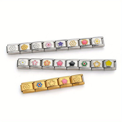 1pc 9x10mm Stainless Steel Petal Module Charm Bead