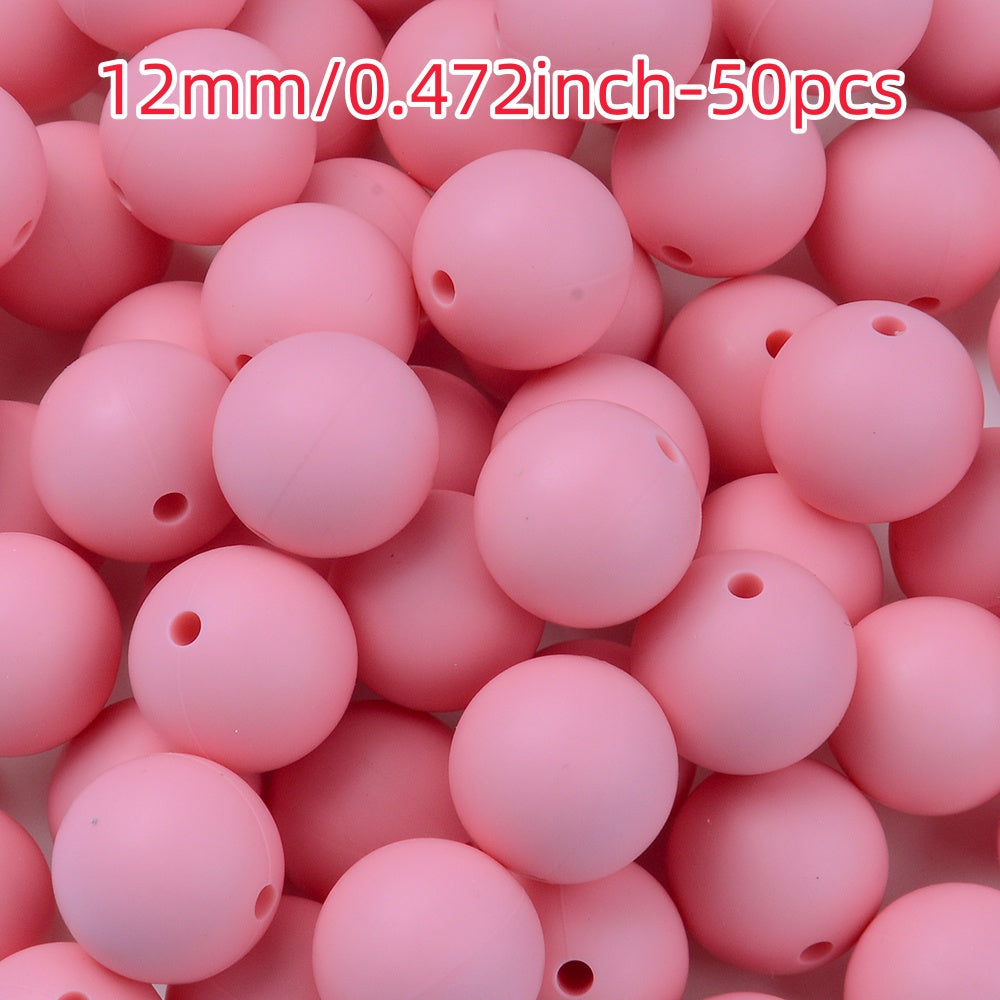 50pcs 12/15mm Rainbow Silicone Round Focal Beads