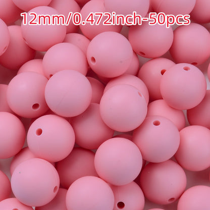 50pcs 12/15mm Rainbow Silicone Round Focal Beads
