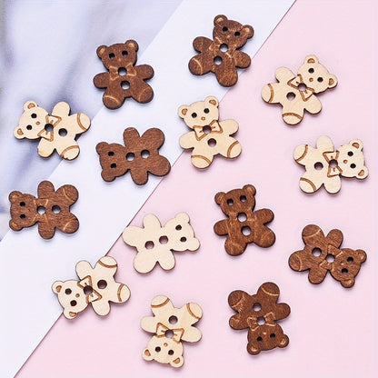 15.8x17.7mm Bear Wooden Button Beads