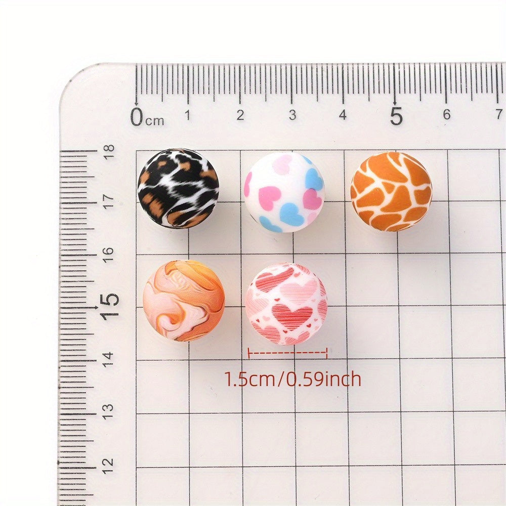 15mm Gradient Round Silicone Beads