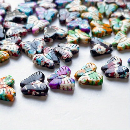 Golden Edged Five Petal Flower Acrylic Spacer Beads