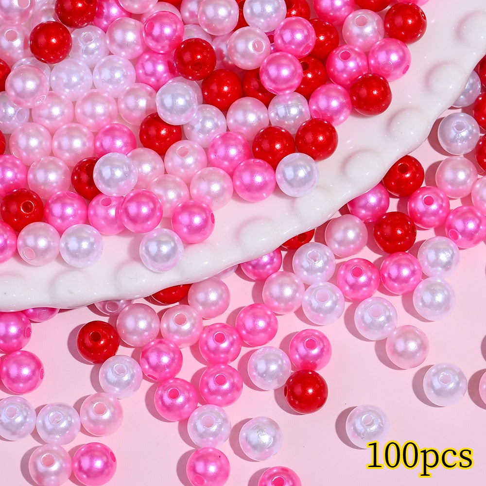Shiny Pink Love Acrylic Beads