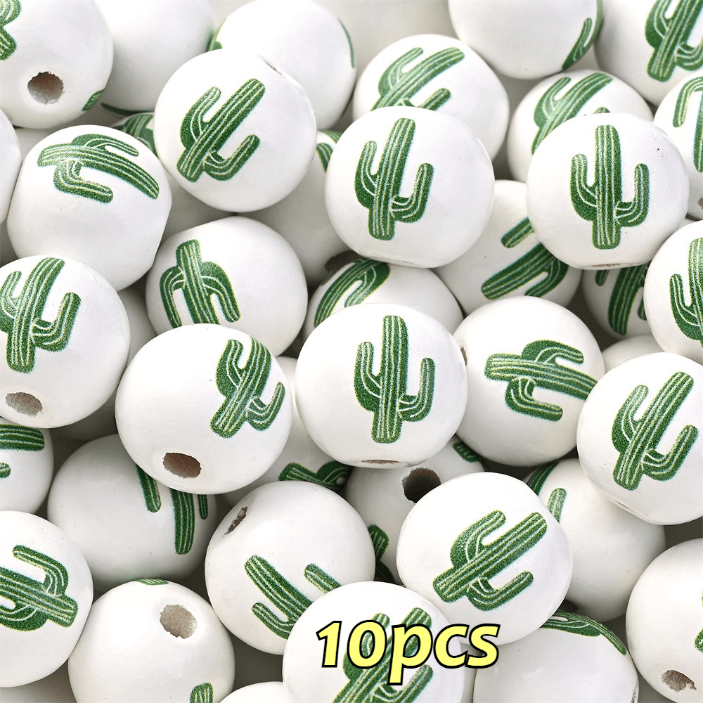 16mm Fruit-Themed Printed Wooden Beads, 10pcs