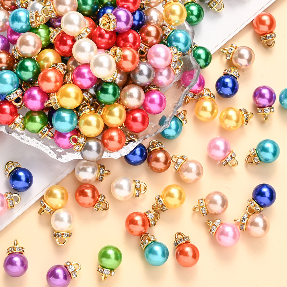 20pcs 10x15mm Multicolor Imitation Pearl Ball Charms