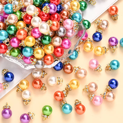 20pcs 10x15mm Multicolor Imitation Pearl Ball Charms