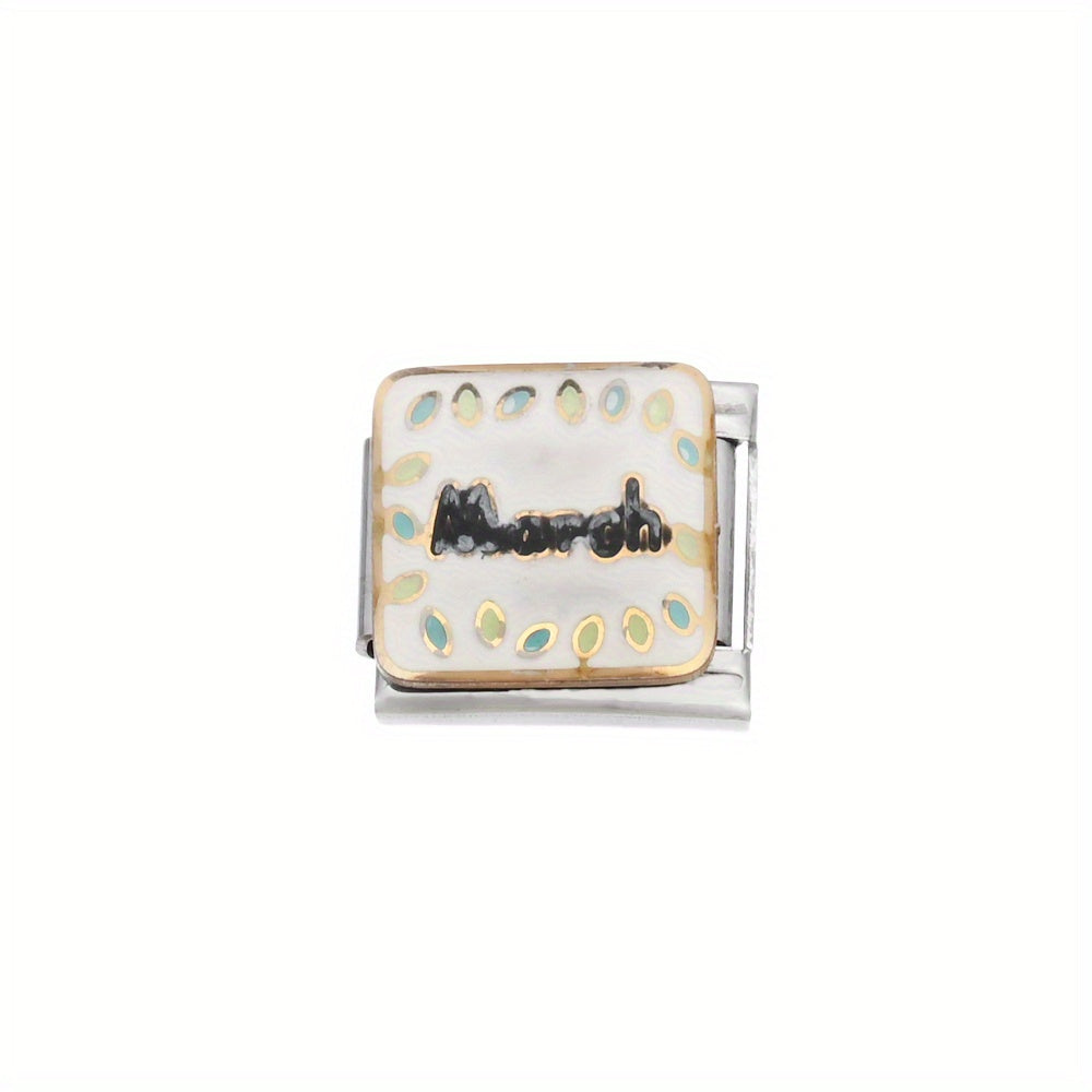 1pc 9x10mm Stainless Steel Month Theme Module Bead