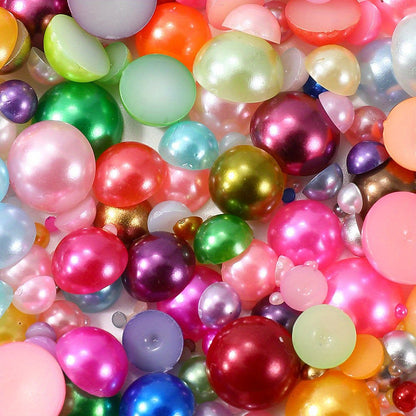 1000pcs Semi Circular Resin Pearl Beads