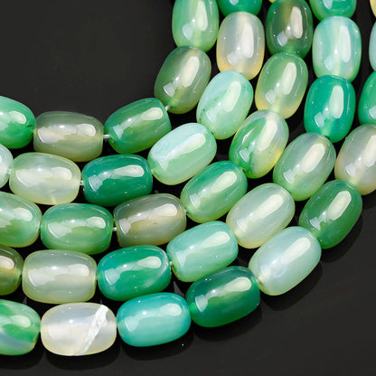 28pcs/strand 10x14mm Natural Agate Barrel Beads