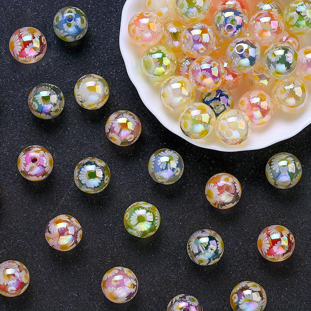 16mm Daisy Flower Acrylic Round Beads