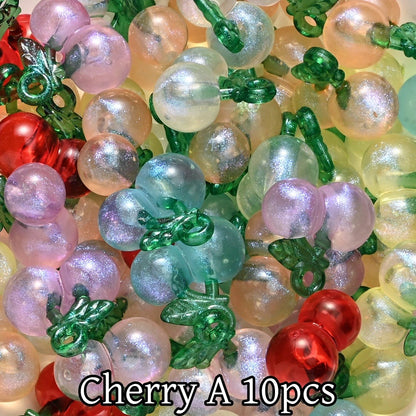 10pcs Cherry Apple Shape Acrylic Charm Beads